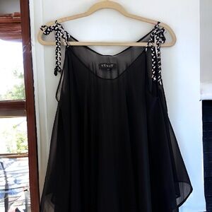 Venus L/XL Black Swimsuit Coverup - Cold Shoulder Design, Soft & Flowy (NWOT)